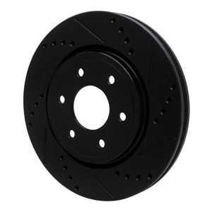 R1 05-25 Nissan Xterra Front Right Drilled & Slotted Black Brake Rotor