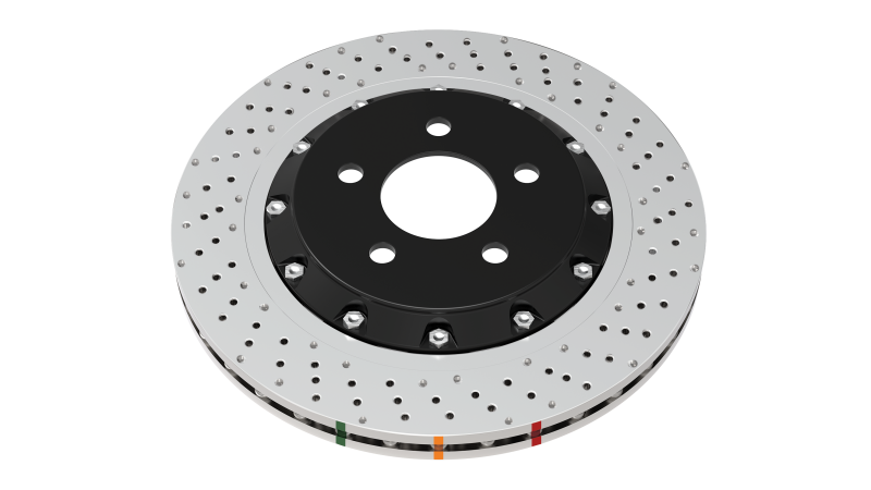 DBA 16-18 Ford Focus RS Front 5000 Series 2-Piece Drilled Rotor w/Black Hat