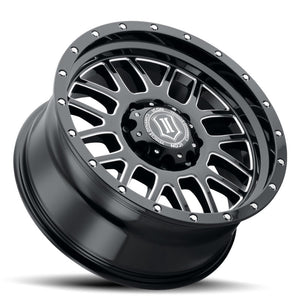 ICON Alpha 20x9 / 6x5.5 / 16mm / 5.625in BS Gloss Black Wheel w/ Milled Windows