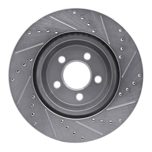 R1 05-23 Chrysler 300 Front Left Drilled & Slotted Silver Brake Rotor