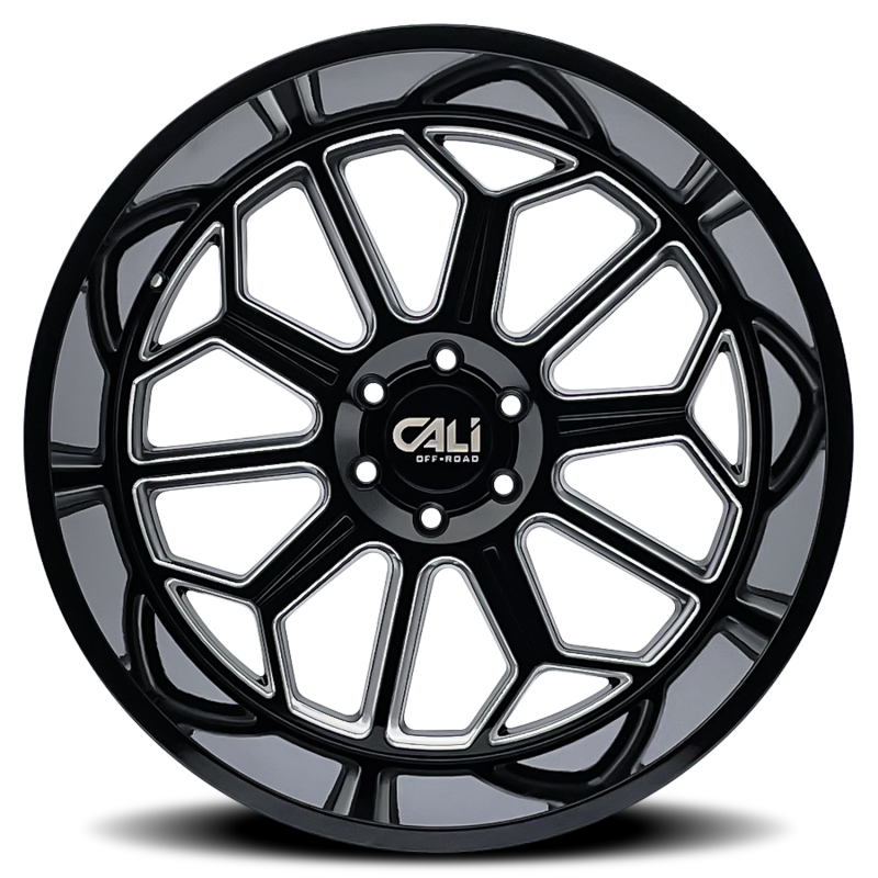 Cali Off-Road 9117 Auburn 24x14 / 6x139.7 BP / -76mm Offset / 106mm Hub Gloss Black Milled Wheel