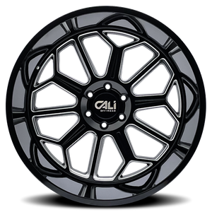 Cali Off-Road 9117 Auburn 22x12 / 6x135 BP / -51mm Offset / 87.1mm Hub Gloss Black Milled Wheel