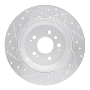 R1 16-25 Honda Ridgeline Rear Right Drilled & Slotted Silver Brake Rotor