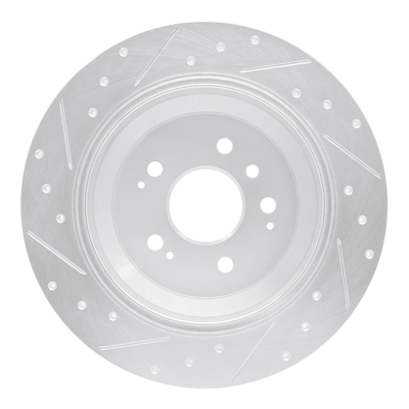 R1 16-25 Honda Ridgeline Rear Right Drilled & Slotted Silver Brake Rotor
