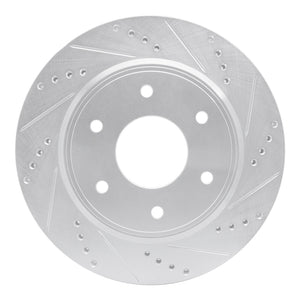 R1 05-07 Infiniti QX56 Front Right Drilled & Slotted Silver Brake Rotor