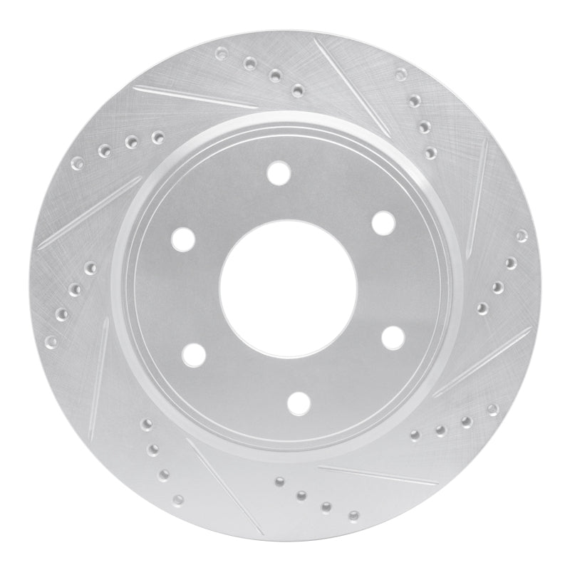 R1 05-07 Infiniti QX56 Front Right Drilled & Slotted Silver Brake Rotor