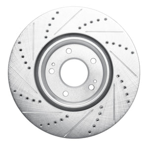 R1 03-06 Mitsubishi Lancer Front Right Drilled & Slotted Silver Brake Rotor