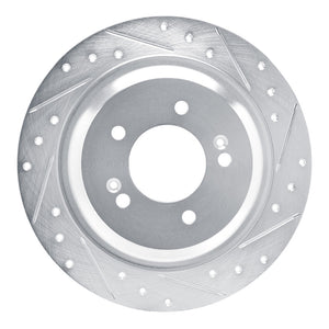 R1 2021-2025 Hyundai Tucson Rear Right Drilled & Slotted Silver Brake Rotor