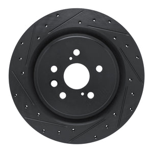 R1 2020-2025 Lexus RX350 Rear Left Drilled & Slotted Black Brake Rotor