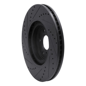R1 08-25 Infiniti Q50 Front Right Drilled & Slotted Black Brake Rotor