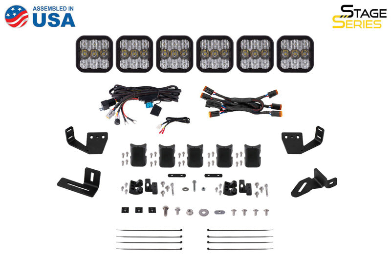 Diode Dynamics Prinsu/Sherpa Roof Rack SS5 6-Pod CrossLink Mounting Kit - Sport White Driving