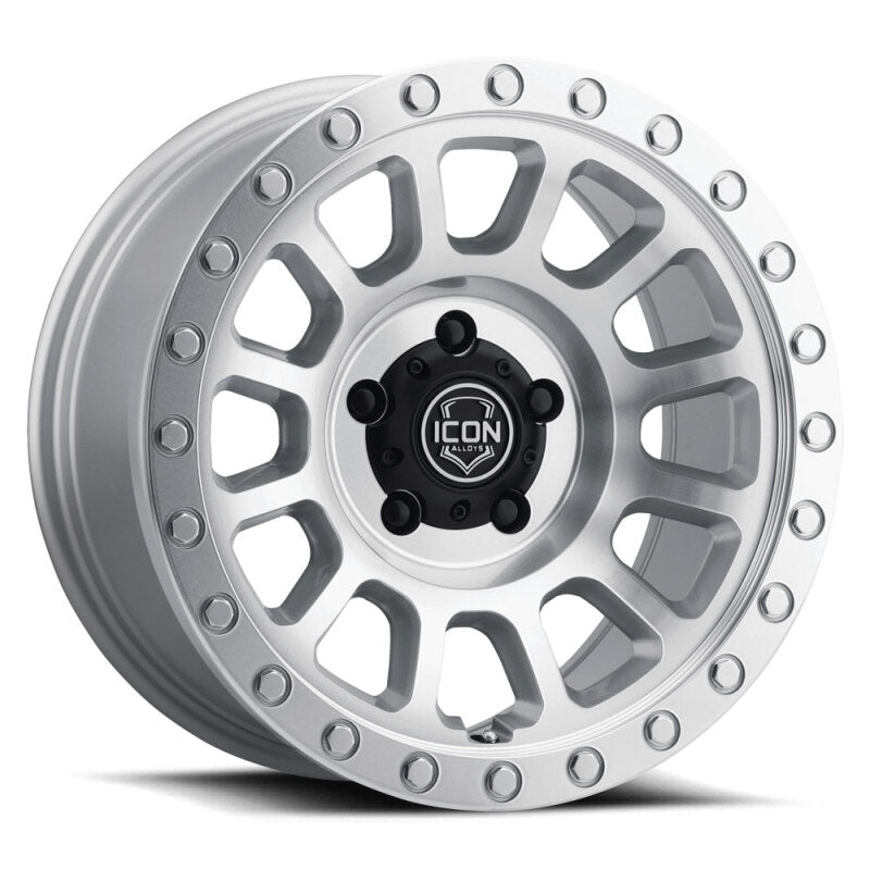 ICON Hulse 18x9 5x5 -12mm Offset 4.5in BS Silver Machined