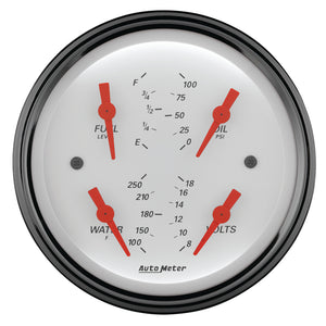 AutoMeter Gauge Quad 3-3/8in. 0 Ohm(e) to 90 Ohm(f)Elec Arctic White