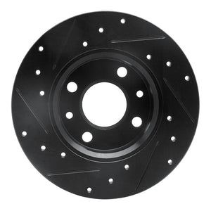 R1 2009-2019 Fiat 500 (USA/Canada) Rear Right Drilled & Slotted Black Brake Rotor