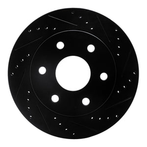 R1 04-05 Infiniti QX56 Front Right Drilled & Slotted Black Brake Rotor