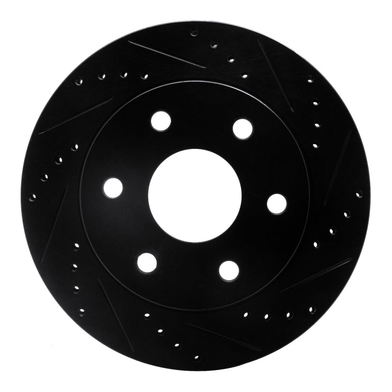 R1 04-05 Infiniti QX56 Front Right Drilled & Slotted Black Brake Rotor