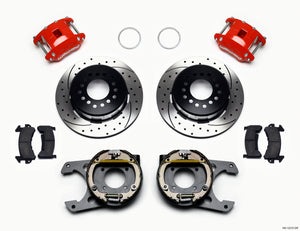 Wilwood D154 P/S P-B Kit Drilled-Red Chevy 12 Bolt 2.75in Off w/ C-Clips