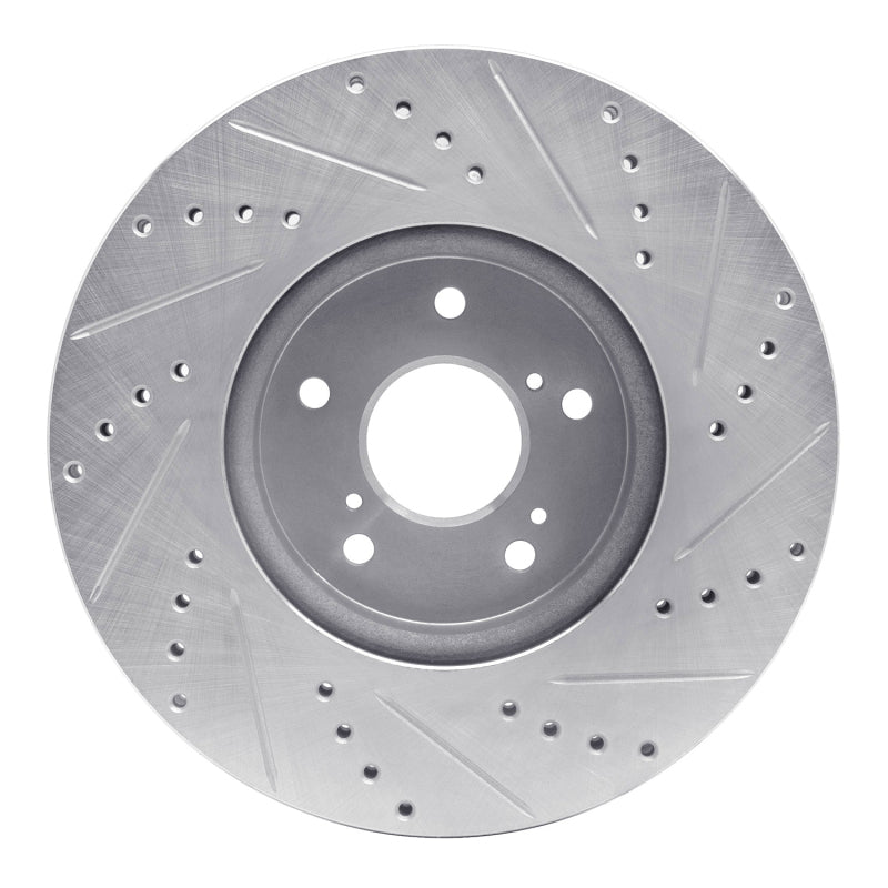R1 2013-2025 Acura ADX Front Left Drilled & Slotted Silver Brake Rotor