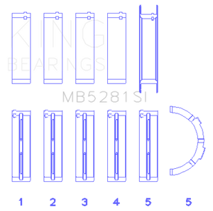 King Engine Bearings Ford 281CI 4.6L V8 (Size +1.0) Main Bearing Set