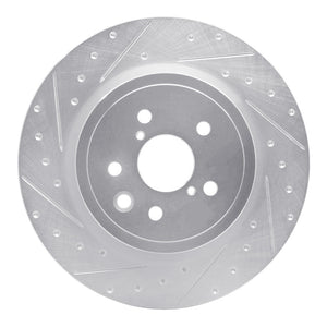R1 15-22 Lexus RC F Left Rear Drilled & Slotted Silver Brake Rotor