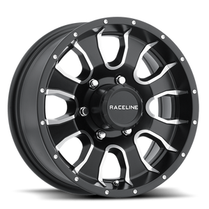 Raceline 860M Mamba 16x6in / 8x165.1 BP / 0mm Offset / 4.90mm Bore - Black & Machined Wheel
