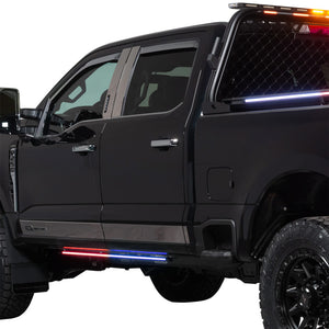 Putco 15-23 Ford F-150 Blade Rocker Kits Sideliners - Red/Blue w/ White Override