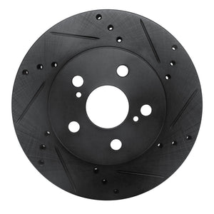 R1 16-22 Toyota Corolla (US/Canada) Front Right Drilled & Slotted Black Brake Rotor