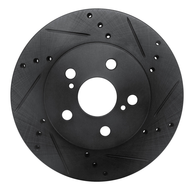R1 16-22 Toyota Corolla (US/Canada) Front Right Drilled & Slotted Black Brake Rotor