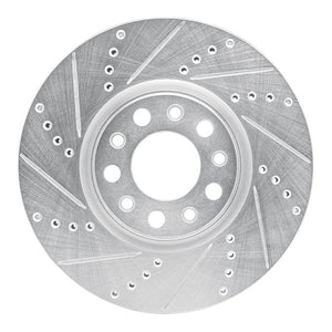 R1 13-23 Chrysler 200 Front Left Drilled & Slotted Silver Brake Rotor