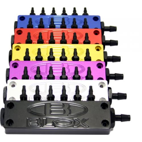 BLOX Racing Billet 6-Port Vacuum Manifold Kit - Red