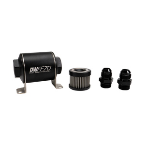 DeatschWerks Stainless Steel 10AN 5 Micron Universal Inline Fuel Filter Housing Kit (70mm)