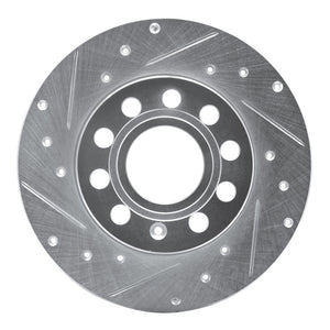 R1 05-13 Audi A3 Rear Left Drilled & Slotted Silver Brake Rotor