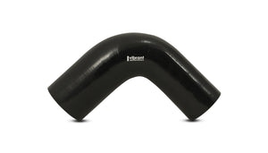 Vibrant 3in ID x 3.25in ID x 4in Long Gloss Black Silicone 90 Degree Transition Elbow