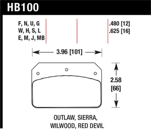 Hawk Wilwood DL / Sierra / Outlaw Dynalite Calipers Black Brake Pads
