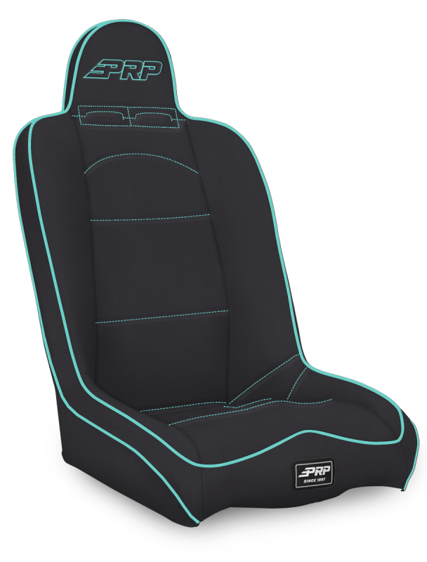 PRP Daily Driver High Back Suspension Seat- Black/Teal Vinyl