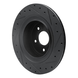 R1 07-15 Infiniti Q60 Rear Left Drilled & Slotted Black Brake Rotor