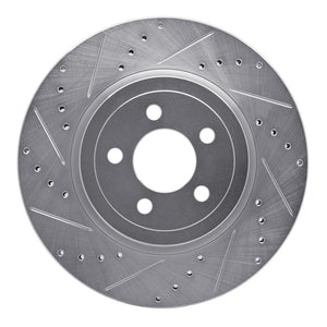 R1 05-23 Chrysler 300 Front Left Drilled & Slotted Silver Brake Rotor