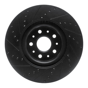 R1 14-25 Cadillac CT6 Front Right Drilled & Slotted Black Brake Rotor
