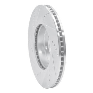 R1 16-25 Honda Civic Hatchback Front Right Drilled & Slotted Silver Brake Rotor