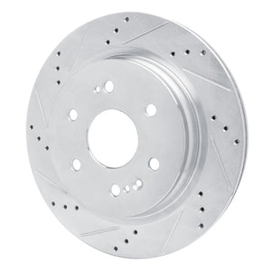 R1 2019-2025 Cadillac Escalade ESV Rear Left Drilled & Slotted Silver Brake Rotor