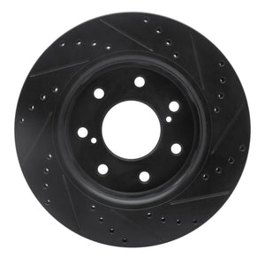 R1 10-14 Ford F-150 4WD Front Left Drilled & Slotted Black Brake Rotor