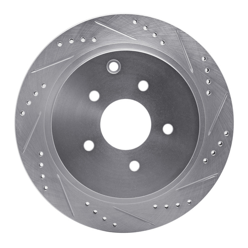 R1 03-24 Infiniti FX45 Rear Right Drilled & Slotted Silver Brake Rotor