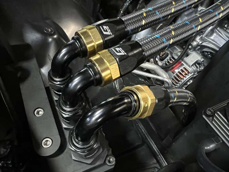 GReddy AN08 90 DEGREE HOSE END SWIVEL BLACK/GOLD ANODIZED