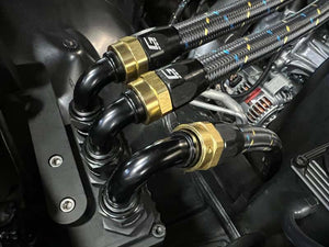 GReddy AN04 30 DEGREE HOSE END SWIVEL BLACK/GOLD ANODIZED