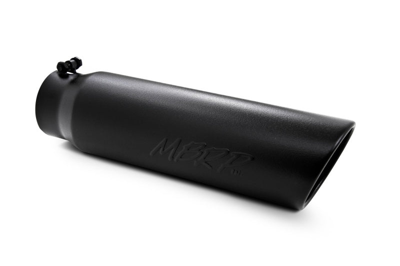 MBRP Universal 5in OD Angled Rolled End 4in Inlet 18in Length Black Finish Exhaust Tip