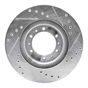 R1 90-04 Mitsubishi Montero Front Left Drilled & Slotted Silver Brake Rotor