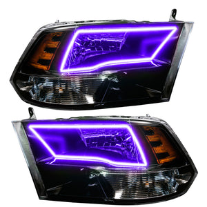 Oracle 09-17 RAM 1500 TRX Quad Pre-Assembled Headlights Blk Housing - w/ 2.0 Controller