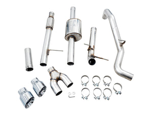 AWE Tuning 4th Gen GM 1500 5.3L 0FG Cat-Back Dual Side Exit (Flat Bumper) - Chrome Tips