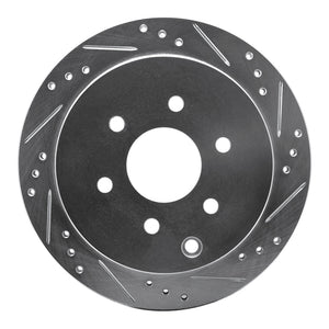 R1 05-25 Nissan Frontier Rear Right Drilled & Slotted Silver Brake Rotor