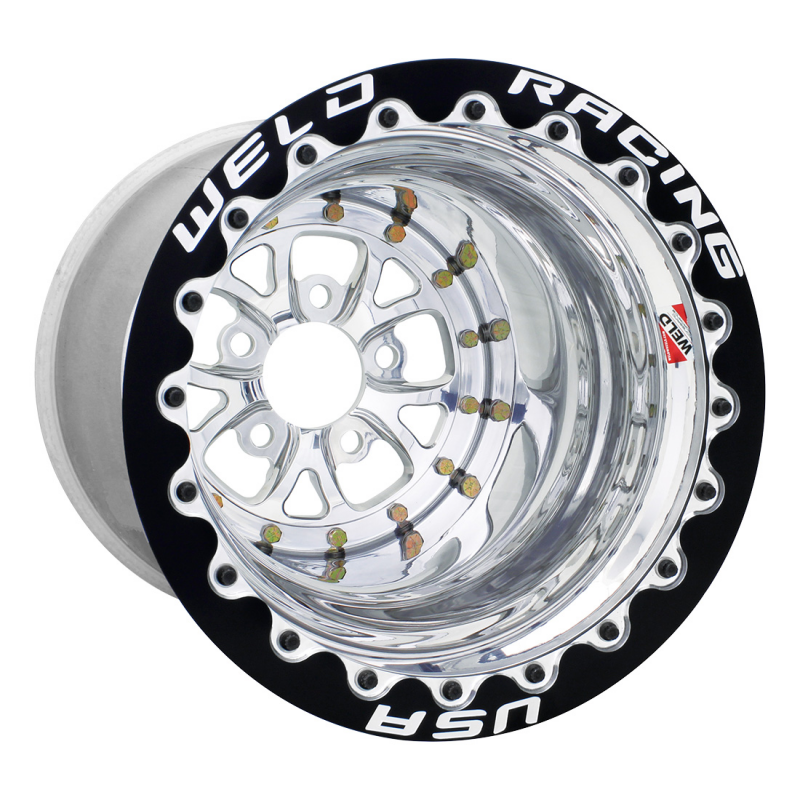 Weld V-Series 15x14 / 5x4.5 / 5 BS / 3.18 HB - Polished Center - Polished Shell - DBL MT Wheel